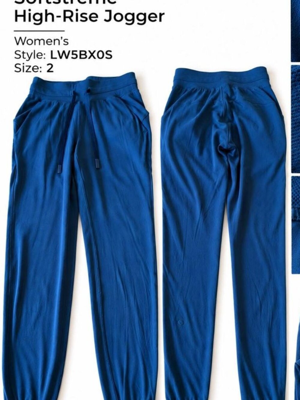 Lululemon Softstreme High-Rise Jogger Womenโs Size 2 Blue LW5BX0S